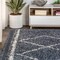 Jonathan Y Mercer Shag Plush Tassel Moroccan Tribal Geometric Trellis Denim Blue/Cream 3 ft. x 5 ft. Area Rug MCR103A-3 - alternate 5
