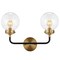 Jonathan Y Caleb 18" 2-Light Contemporary Transitional Iron/Glass LED Vanity Light, Brass Gold/Black JYL9010A - alternate 1