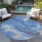 Homeroots 8' Blue Gold And Ivory Round Abstract Washable Indoor Outdoor Area Rug 618198 - alternate 5