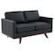 Leisuremod Chester Modern Leather Loveseat with Birch Wood Base, Black CS58BL-L - alternate 1