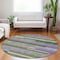 Homeroots 8' Moss Green Olive Green And Purple Round Striped Washable Indoor Outdoor Area Rug 613268 - alternate 5