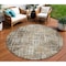 Homeroots 8' Brown And Ivory Round Geometric Washable Indoor Outdoor Area Rug 631995 - alternate 1