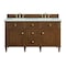 James Martin Vanities Lorelai 60in Double Vanity, Mid-Century Walnut w/ 3 CM Ethereal Noctis Silestone Top 424-V60D-WLT-FENC - alternate 1