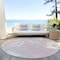 Homeroots 8' Pink Ivory And Beige Round Floral Washable Indoor Outdoor Area Rug 589568 - alternate 6