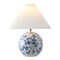 Jonathan Y Shishen 19.5" Cottage Classic Chinoiserie Ceramic Orb LED Table Lamp with Pleated Shade, White/Blue JYL5056B - alternate 1