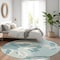 Homeroots 8' Teal Blue Aqua And Ivory Round Floral Washable Indoor Outdoor Area Rug 589574 - alternate 8