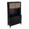 Homeroots Rustic Black and Light Bamboo Tall Buffet Cabinet 401704 - alternate 5
