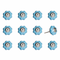 Homeroots Set of Twelve Blue And Silver Ceramic Drawer Pull Knobs, 12PK 321674 - alternate 5