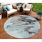 Homeroots 8' Teal Blue Gold And Gray Round Abstract Washable Indoor Outdoor Area Rug 617832 - alternate 1