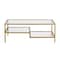 Homeroots 45" Gold Glass And Steel Coffee Table With Two Shelves 523329 - alternate 8