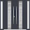 Vdomdoors Metal Double Doors Deux 0757 Gray Graphite Frosted Glass 2 Sidelights Entry Modern Painted 104x80 ( DEUX0757DEXD-GRE-W16+72+16xH80-LH-I - alternate 1