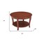 Homeroots 30" Walnut Wood Round Coffee Table With Shelf 694841 - alternate 4