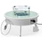 Leisuremod Walbrooke Outdoor Patio Aluminum Round Slats Design Fire Pit Side Table, Lid & Fire Glass, White WWS-29-GL - alternate 1