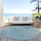 Homeroots 8' Aqua Teal Blue And Gray Round Abstract Washable Indoor Outdoor Area Rug 587196 - alternate 7