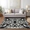 Homeroots 5' X 8' Black And Ivory Damask Washable Indoor Outdoor Area Rug 614408 - alternate 7