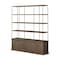 Homeroots 82" Antiqued Brass And Brown Distressed Metal and Solid Wood Four Tier Bookcase with Four Doors 611044 - alternate 1