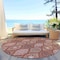 Homeroots 8' Orange Beige And Gray Round Floral Medallion Washable Indoor Outdoor Area Rug 614625 - alternate 6