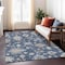 Homeroots 3' X 5' Navy Blue Beige And Gray Floral Washable Indoor Outdoor Area Rug 606164 - alternate 6