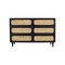 Homeroots 56" Black And Natural Solid Wood And Rattan Six Drawer Double Dresser 564522 - alternate 8