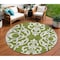 Homeroots 8' Green And Ivory Round Damask Washable Indoor Outdoor Area Rug 614427 - alternate 1