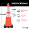 Traffic Kontrol 28in Traffic Safety Cone, 10Lbs, Orange, 6in+4in Hi Intensity Reflective Collars, 225PK TKTC-28-10-OR-2C-225 - alternate 6