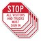 Signmission Stop All Visitors and Trucks Must S, 10 inch X 10 inch, Aluminum Metal Signs, 5PK OC-A-5Pack-10-245 - alternate 1