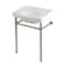 Kingston Brass 30" Ceramic Console Sink with Stainless Steel Legs, 8-Inch, 3-Hole, White/Brushed Nickel KVPB30229W88 - alternate 1