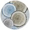Homeroots 8' Round Blue Gold and Gray Round Faux Bois Washable Non Skid Indoor Outdoor Area Rug 564406 - alternate 6