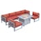 Leisuremod Chelsea 7-Piece Patio Sectional And Fire Pit Table Weathered Grey Aluminum With Orange Cushions CSFWGR-7OR - alternate 1
