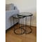 Homeroots Set of Two Clear and Gunmetal Glass and Iron Round Frame Nested Tables 632713 - alternate 1