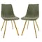 Leisuremod Markley Modern Leather Dining Chair with Gold Legs, Olive Green, 2PK MCG18G2 - alternate 1