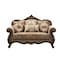 Homeroots 69in Beige and Gold And Brown Velvet Paisley Loveseat and Toss Pillows 347246 - alternate 1