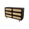 Homeroots 56" Black And Natural Solid Wood And Rattan Six Drawer Double Dresser 564522 - alternate 9