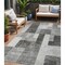 Homeroots 5' X 8' Pewter And Black Geometric Washable Indoor Outdoor Area Rug 605862 - alternate 1