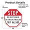 Signmission Stop Do Not Walk on Train Tracks Tr, 10 Inch X 10 Inch, Vinyl Decal OC-D-10-211 - alternate 2