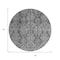 Homeroots 8' Gray And Pewter Round Damask Washable Indoor Outdoor Area Rug 616528 - alternate 4