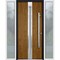 Vdomdoors Steel Door Deux 1744 Natural Oak 2 Sidelight Exterior White Windows Stainless Inserts Single Modern DEUX1744EXD-OAKW-W16+36+16 x H80-Left-hand Inswing - alternate 1