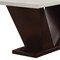 Homeroots 64" White And Dark Brown Marble And Solid Manufactured Wood Pedestal Base Dining Table 286018 - alternate 2