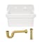 Kingston Brass 24" Ceramic Single Bowl Wall Mount Kitchen Sink with Strainer, White/Brushed Brass KGPKWS2419177 - alternate 1