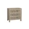 Homeroots 30" Natural Solid Wood Distressed Carved Floral Three Drawer Nightstand 569586 - alternate 6