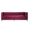 Homeroots 89" Burgundy Velvet Sofa And Toss Pillows With Black Legs 491050 - alternate 3