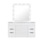 Homeroots 62" White Wood And Glass Six Drawer Vanity Table With Mirror Seating And Lights 643653 - alternate 8