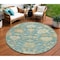 Homeroots 8' Teal Blue Ivory And Green Round Floral Washable Indoor Outdoor Area Rug 605225 - alternate 1