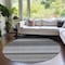 Homeroots 8' Black Round Striped Washable Indoor Outdoor Area Rug 576952 - alternate 5