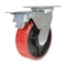 Vestil Polyurethane Swivel With Total Brake Caster 6 In. Diameter x 2 In. Width 1232 lb Red/Black CST-VE-6X2PU-SWTB - alternate 1
