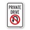 Signmission Private Drive With No U-turn Symbol Sign, Heavy-Gauge Aluminum, 18" x 24", A-1824-25250 A-1824-25250 - alternate 1