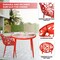 Leisuremod Devon 3-Piece Patio Dining Set, Tempered Glass Top Table & 2 Stackable Arm Chairs, Red DT20CAR2 - alternate 9