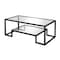 Homeroots 45" Clear And Black Glass And Steel Sled Coffee Table With Shelf 520964 - alternate 7