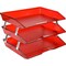 Acrimet Facility 3 Tier Letter Tray Side Load Letter Size Desktop File Organizer Plastic Clear Red 255.7 - alternate 1