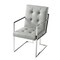 Homeroots Set of Two Tufted Light Gray and Silver Metallic Upholstered Faux Leather Dining Arm Chairs 543515 - alternate 8